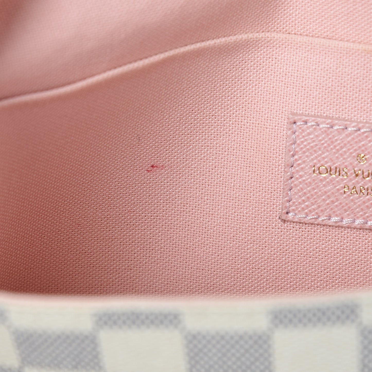 Damier Azur Pochette Felicie Chain Wallet Rose Ballerine