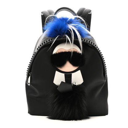 Fendi Nylon Vitello Century Mink Fox Goat Fur Studded Karlito Backpack Black Multicolor 1 of 13