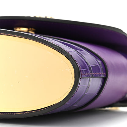 Chloe Calfskin Crocodile Embossed Small Aby Lock Nightfall Purple 8 of 8