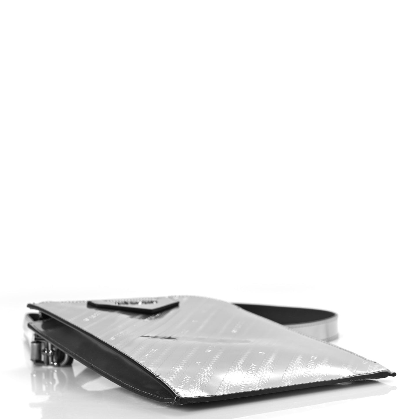 Patent Embossed Antigona Portfolio Pouch Silvery
