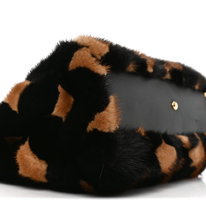 Fendi Mink Velvet Vitello Seta Inlaid Medium Peekaboo Iconic Satchel Tobacco Moro Black 8 of 9