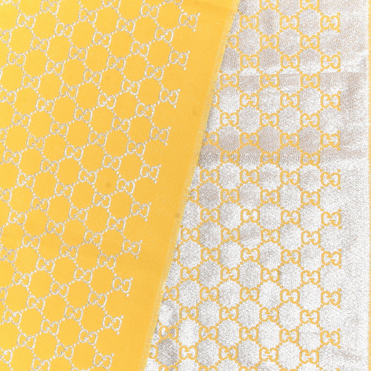Cotton Lame GG Monogram Argentavio Fringe Scarf Lemon Light Grey