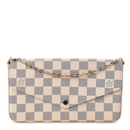Louis Vuitton Damier Azur Pochette Felicie Chain Wallet Rose Ballerine 1 of 11