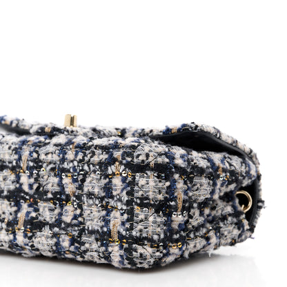 Chanel Glittered Tweed Quilted Mini Rectangular Flap Navy Blue 11 of 11