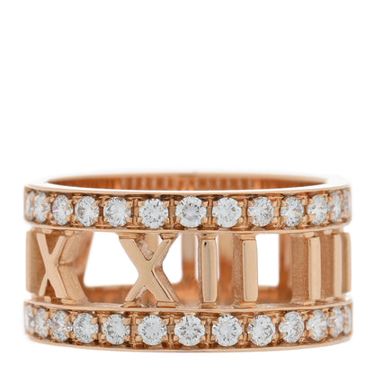 Tiffany 18K Rose Gold Diamond Wide Atlas Open Ring 48 4.5 1 of 5