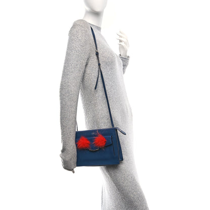 Fendi Vitello Dolce Fox Fur Monster Eyes Mini 2Jours Pouch Navy 2 of 12