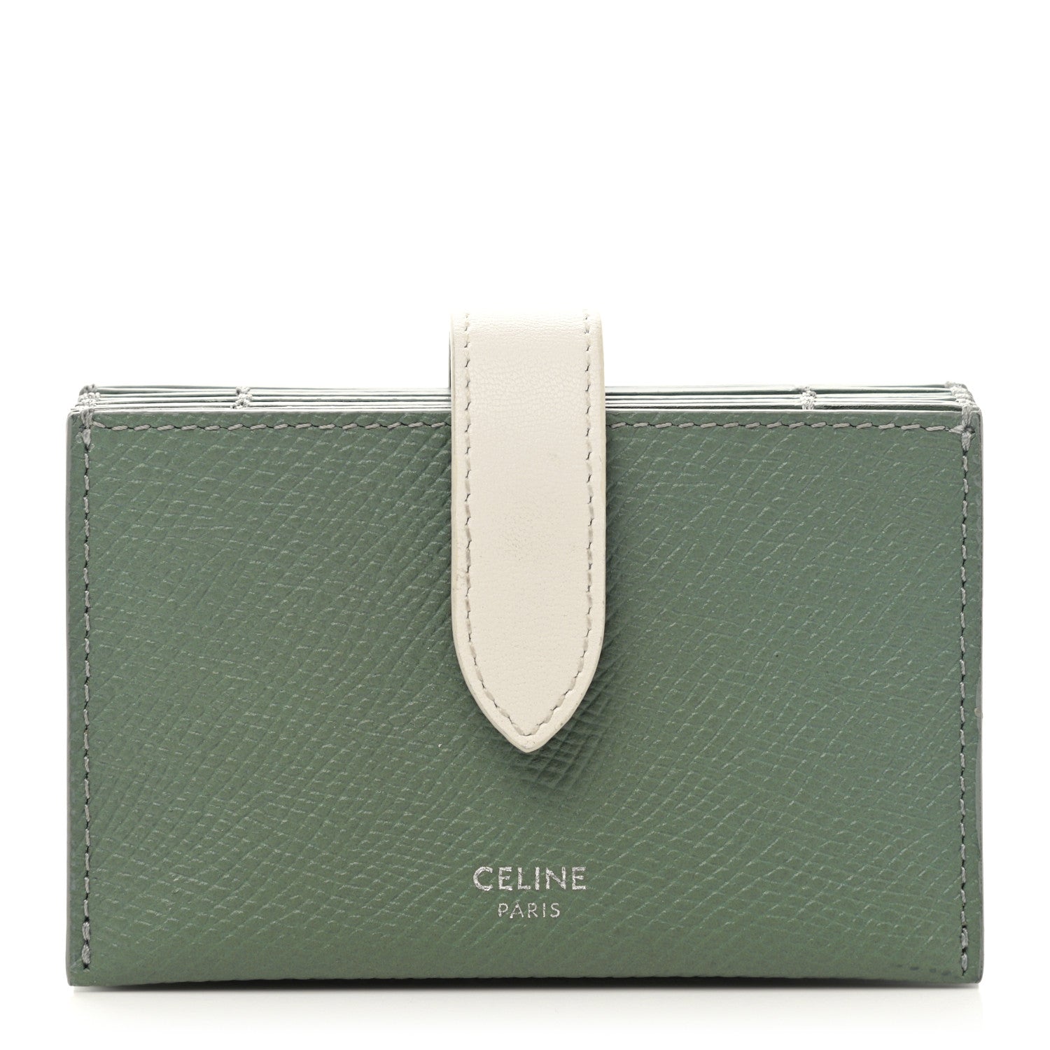 Celine Grained Shiny Calfskin Accordion Card Holder Green 1 of 8
