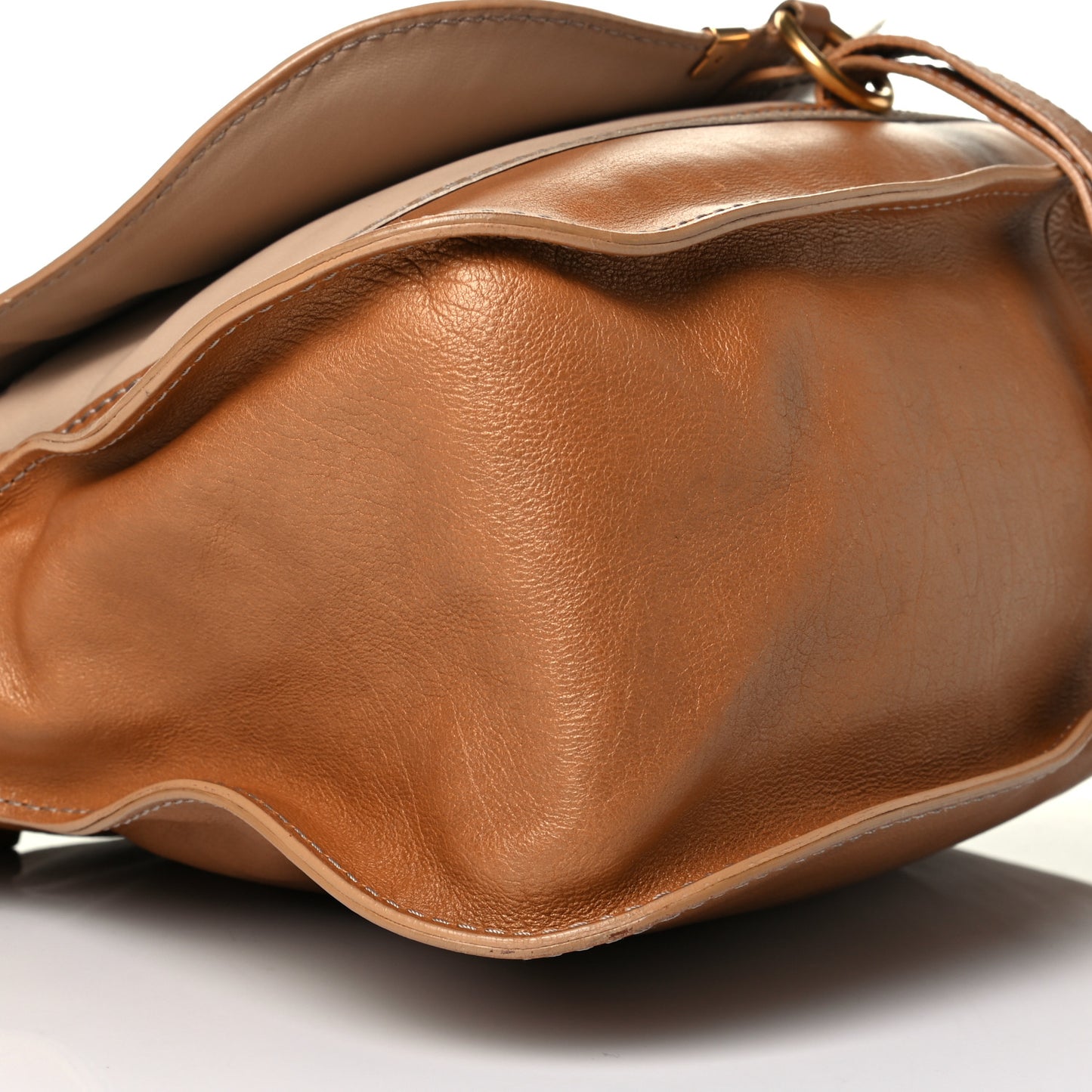 Metallic Calfskin Medium Marcie Satchel Brown