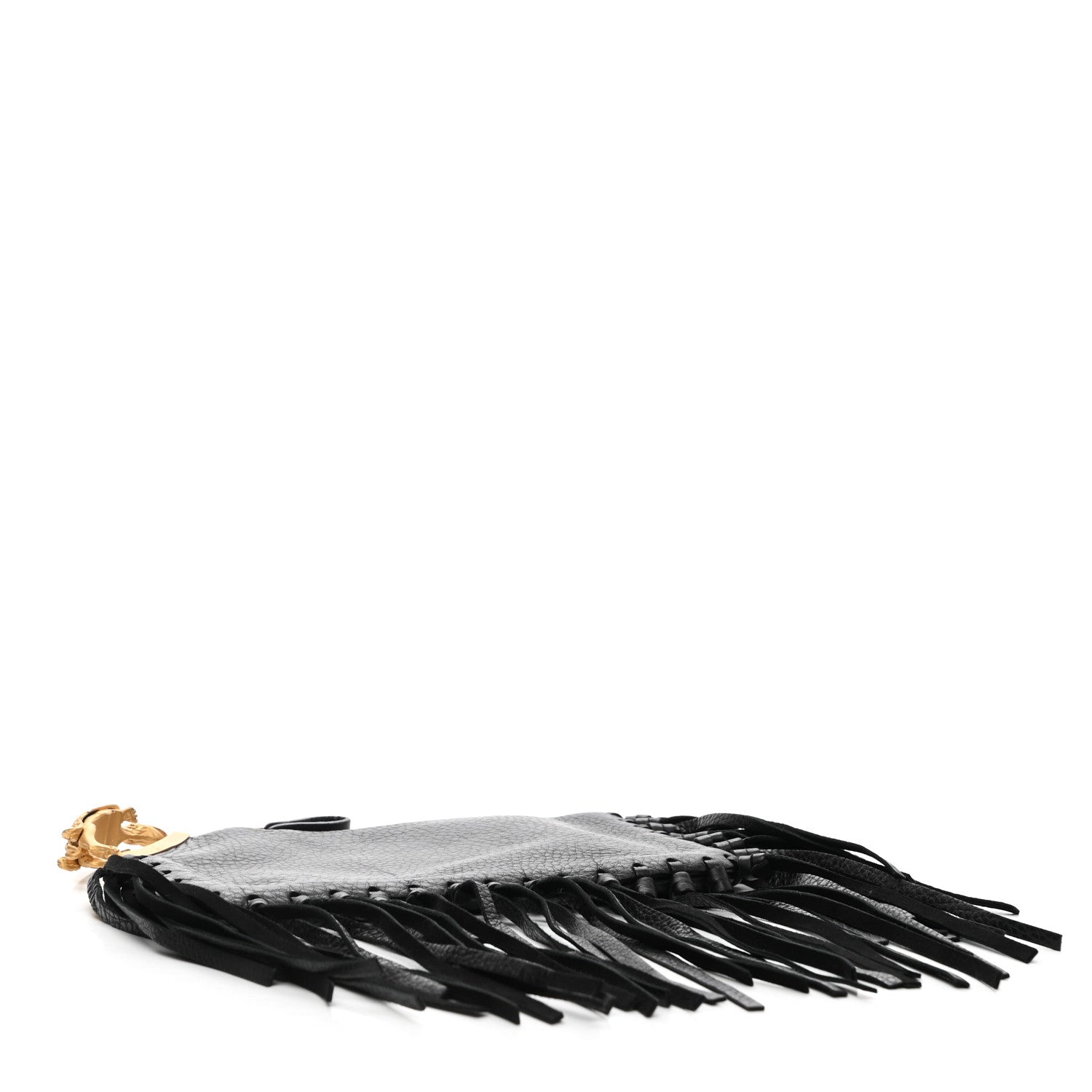 Valentino Garavani Calfskin C-Rockee Sagittarius Fringe Clutch Black 4 of 9