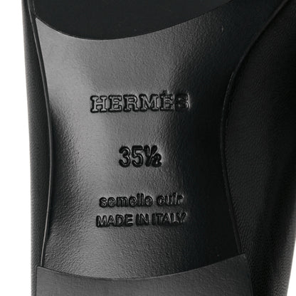 Hermes Goatskin Womens Paris Loafers 35.5 Black 6 of 9