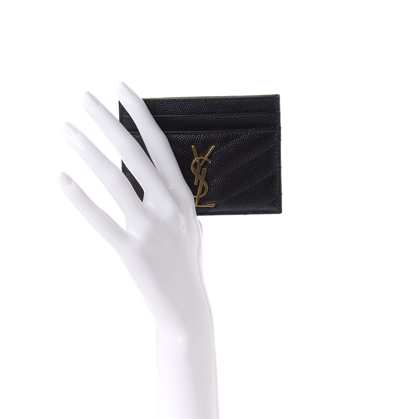 Grain De Poudre Matelasse Chevron Monogram Credit Card Case Black