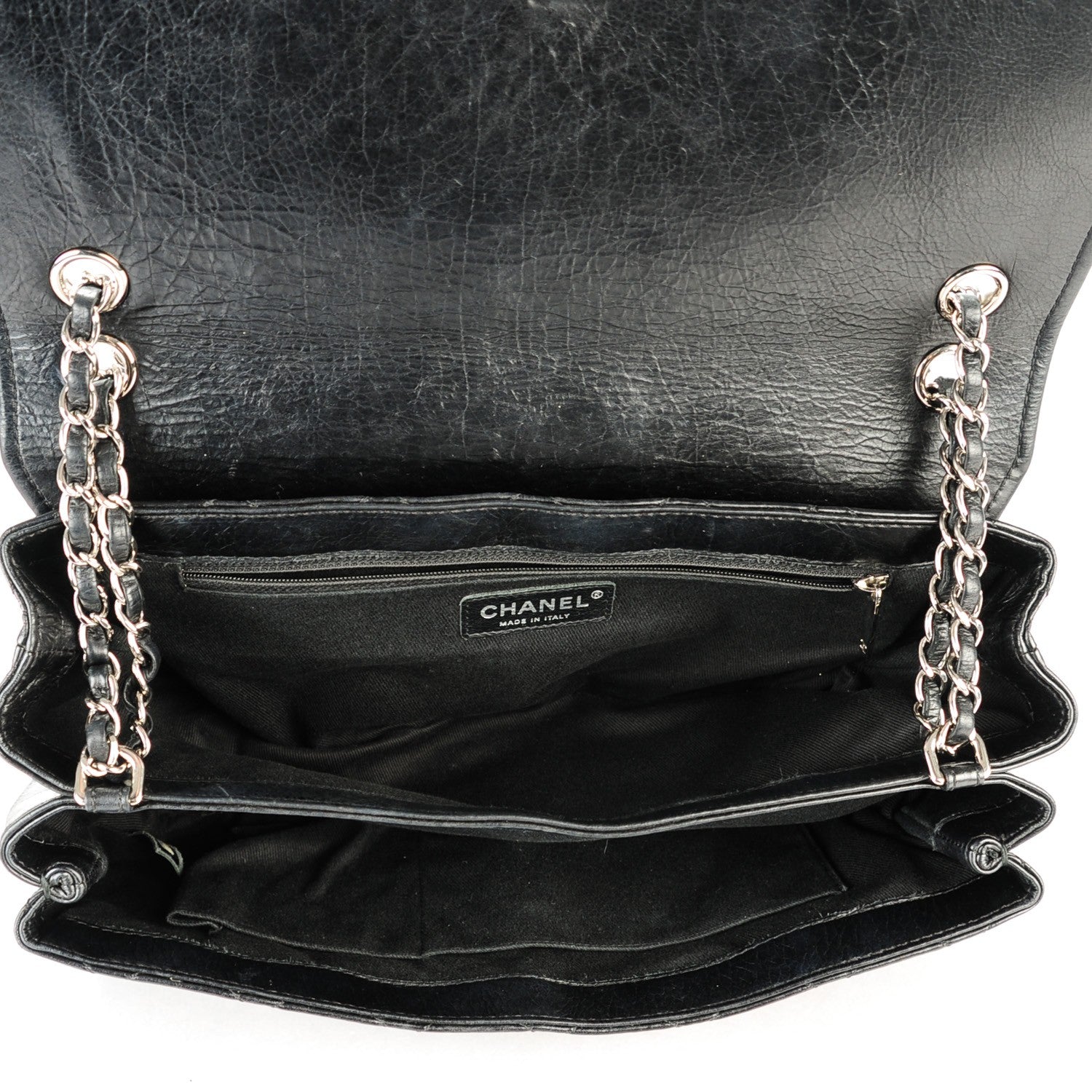 Chanel Distressed Calfskin Hamptons Accordion Flap Black 5 of 8