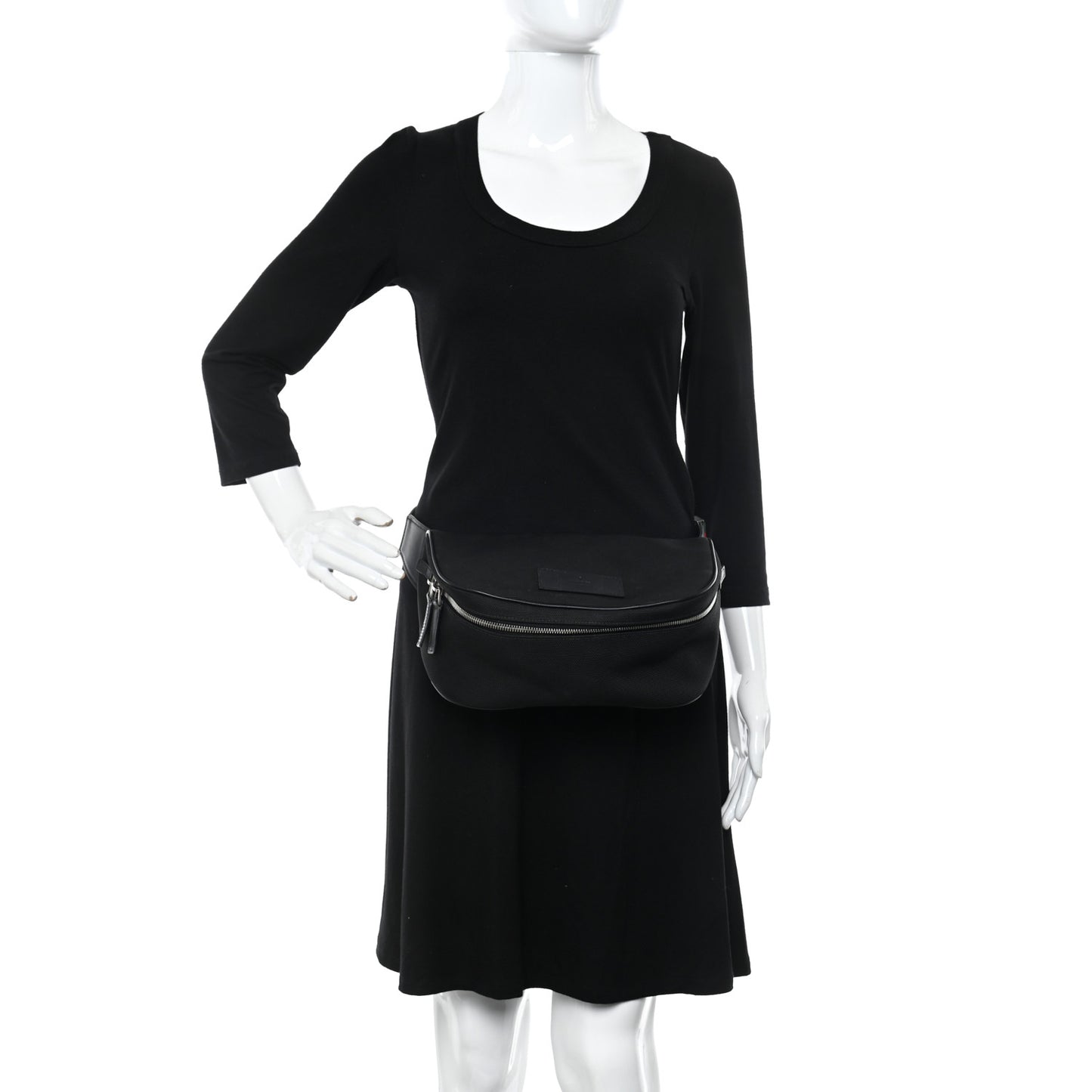 Techno Canvas Web Large Belt Bag Black