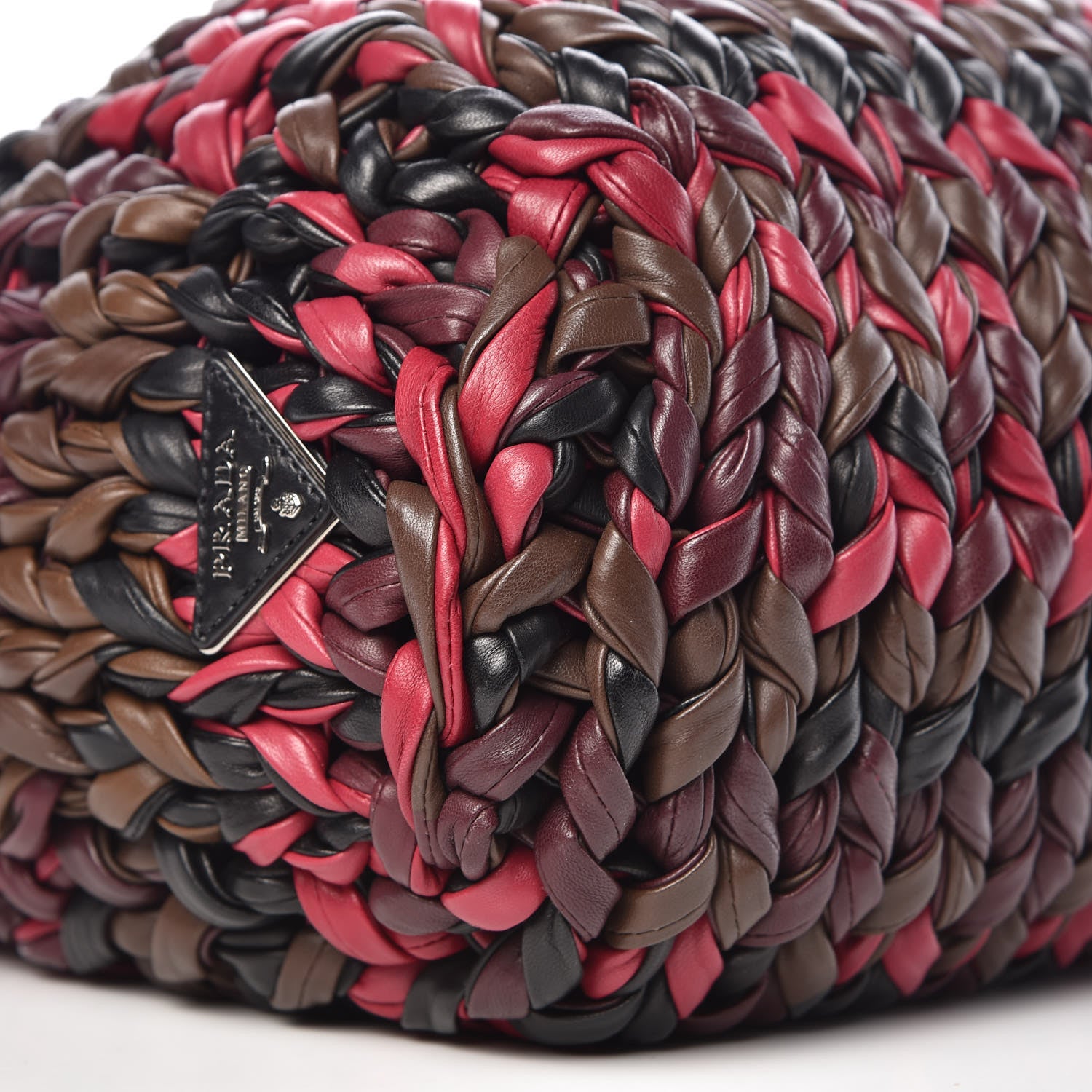 Prada Nappa Braided Tote Multicolor Amaranto 8 of 10