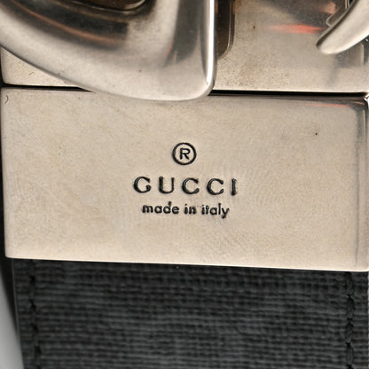 Gucci GG Supreme Monogram Plutone Calfskin Palladium Double G Reversible 37mm Belt 90 36 Black 5 of 8