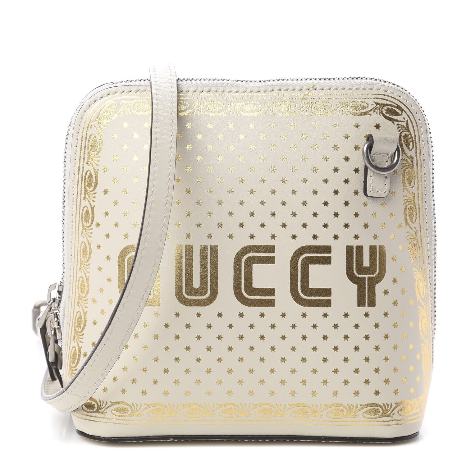 Gucci X SEGA Calfskin GUCCY Stars Mini Dome Shoulder Bag Mystic White Gold 1 of 7