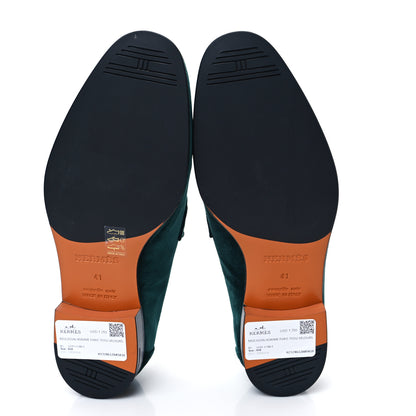 Hermes Velvet Mens Paris Loafers 41 Vert Fonce 5 of 10