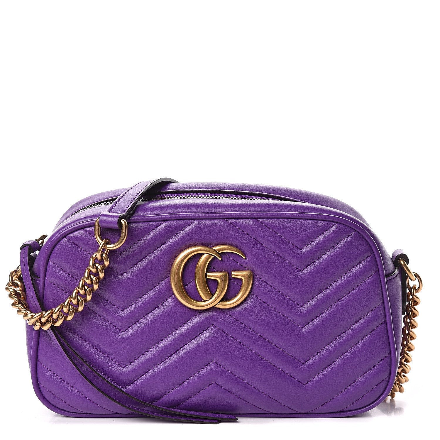 Gucci Calfskin Matelasse Small GG Marmont Chain Shoulder Bag Shine Purple 1 of 10