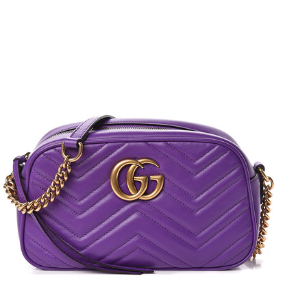 Gucci Calfskin Matelasse Small GG Marmont Chain Shoulder Bag Shine Purple 1 of 10