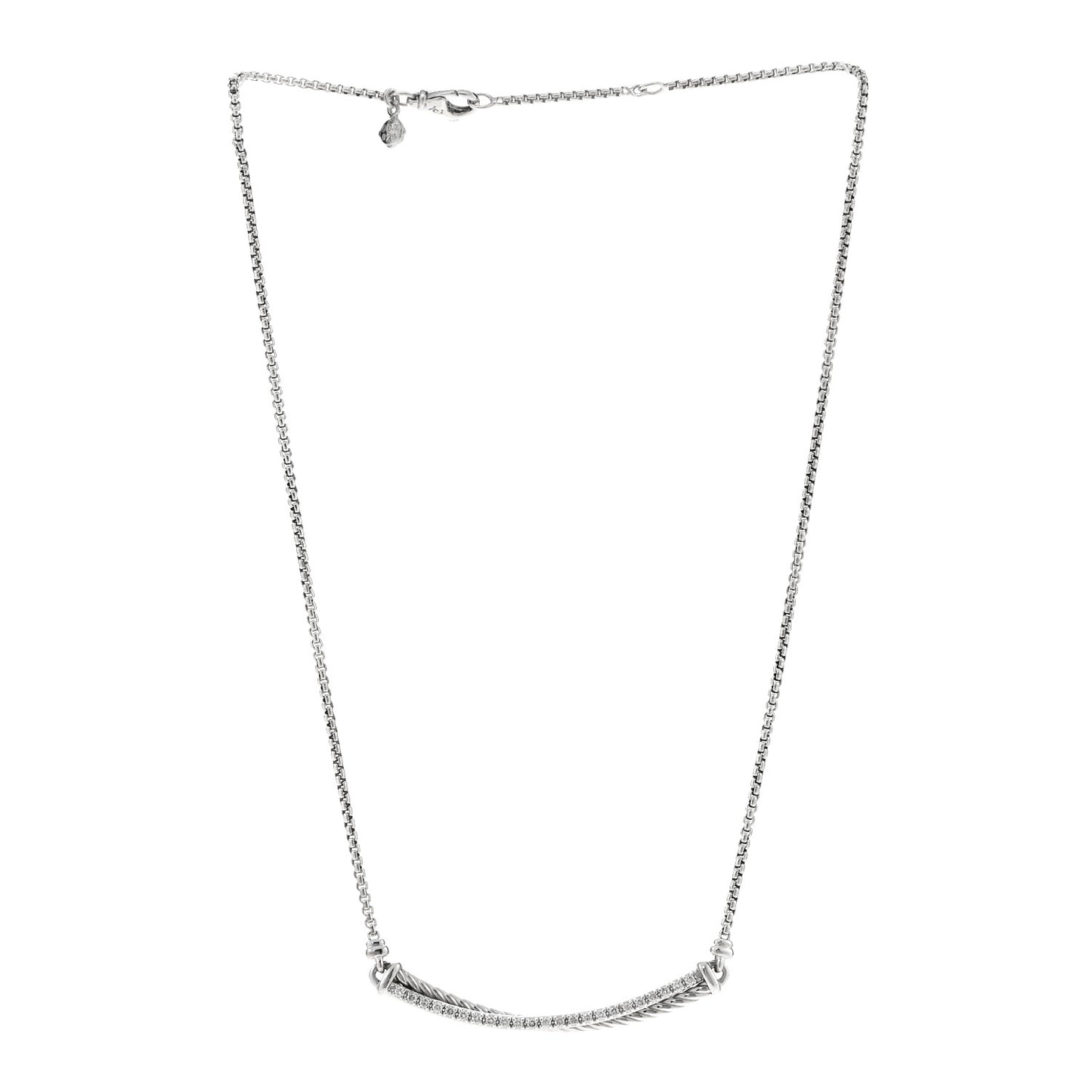 Sterling Silver Diamond Crossover Bar Necklace