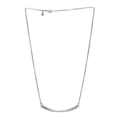 David Yurman Sterling Silver Diamond Crossover Bar Necklace 3 of 6