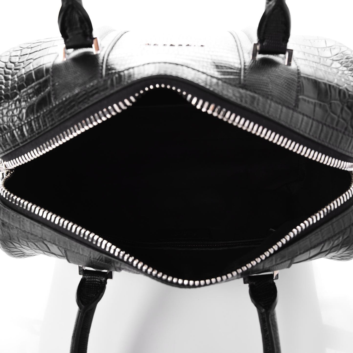 Calfskin Crocodile Embossed Medium Lucrezia Black