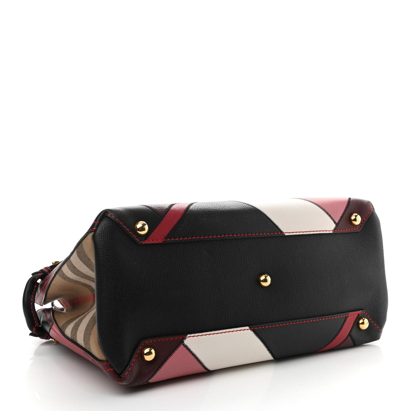 Grainy Calfskin Patchwork Medium Banner Tote Red Multicolor
