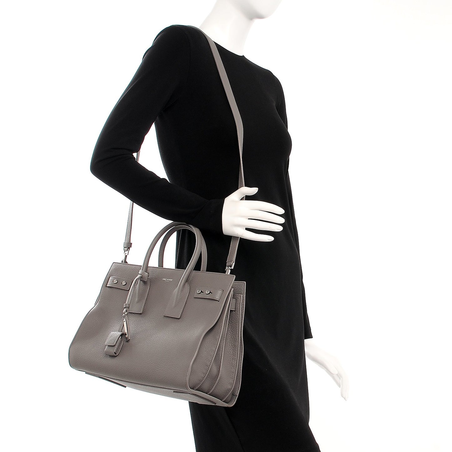 Grained Calfskin Small Supple Sac De Jour Fog