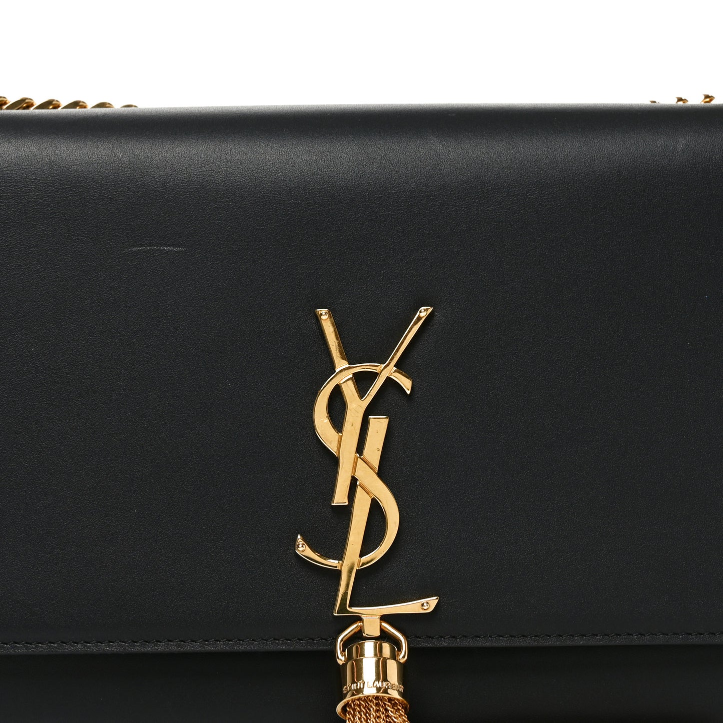 Smooth Calfskin Medium Classic Monogram Kate Tassel Satchel Black
