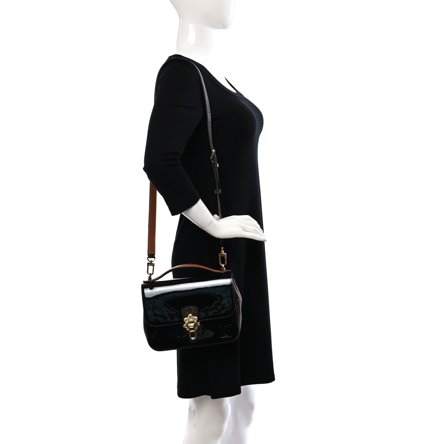Louis Vuitton Patent Calfskin Monogram Cherrywood BB Black 2 of 7