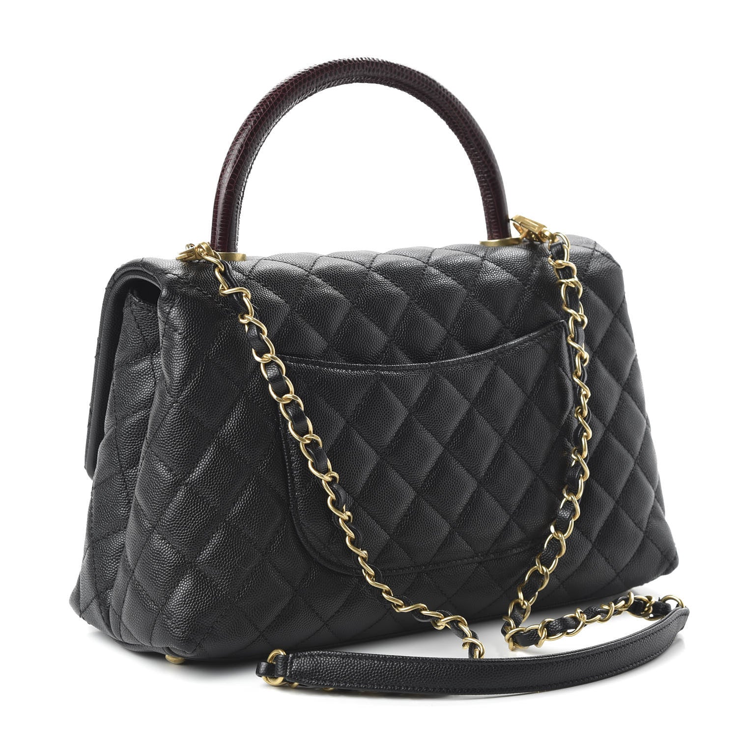 Chanel Caviar Lizard Quilted Small Coco Handle Flap Black 3 of 11