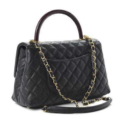 Chanel Caviar Lizard Quilted Small Coco Handle Flap Black 3 of 11