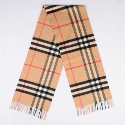 Burberry Cashmere Giant Heritage Check Fringe Scarf Camel 3 of 4