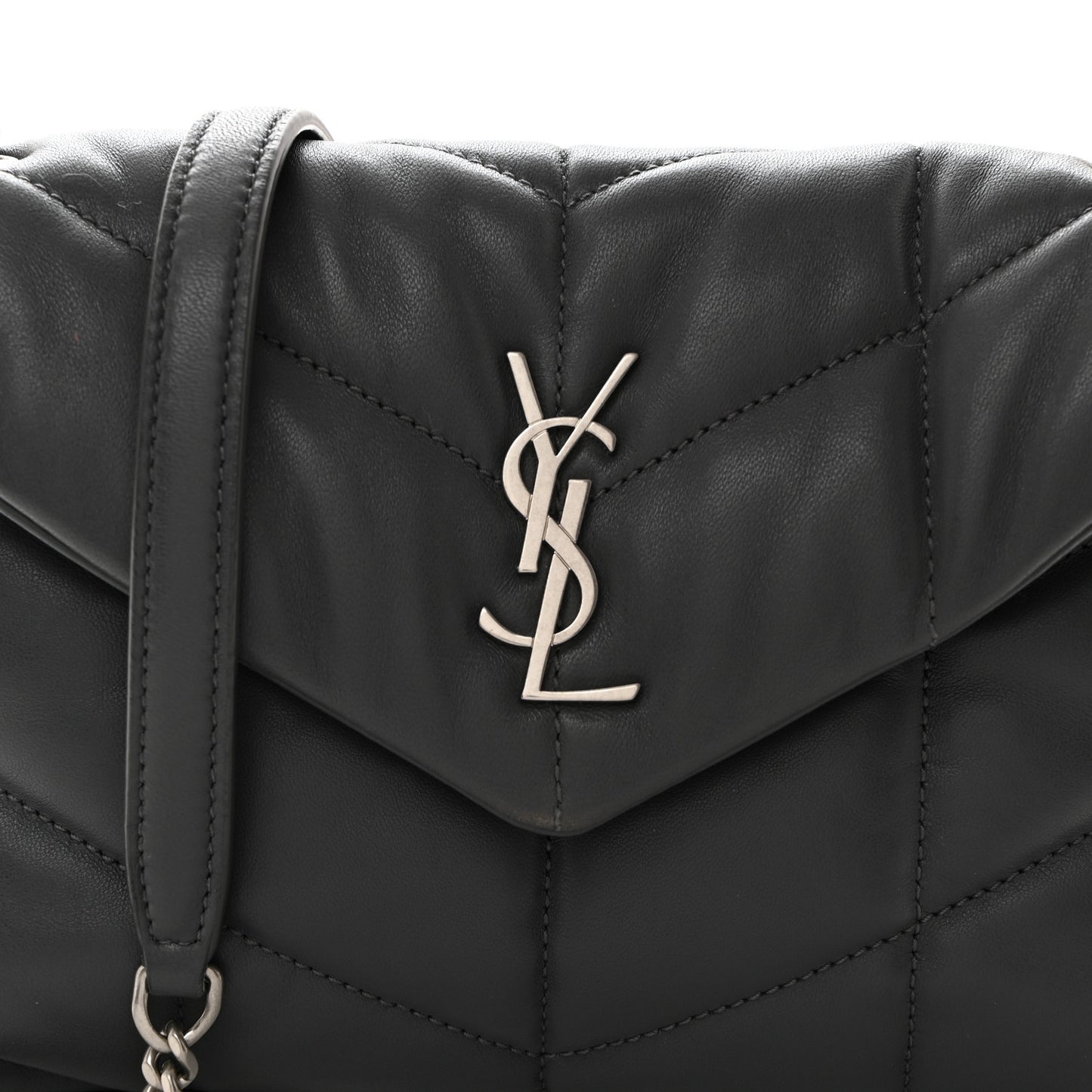 Lambskin Quilted Toy Loulou Puffer Monogram Chain Satchel Storm