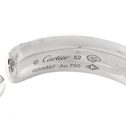 Cartier 18K White Gold Diamond Black Onyx Emerald Panthere De Cartier Half Paved Ring 52 6 5 of 6