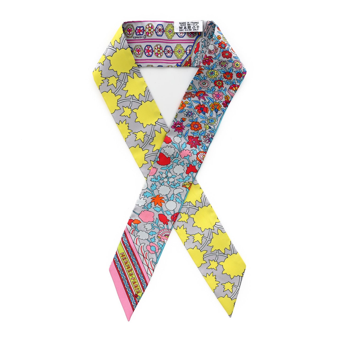 Silk Tapis Persans Twilly Jaune Vif Gris Multicolor