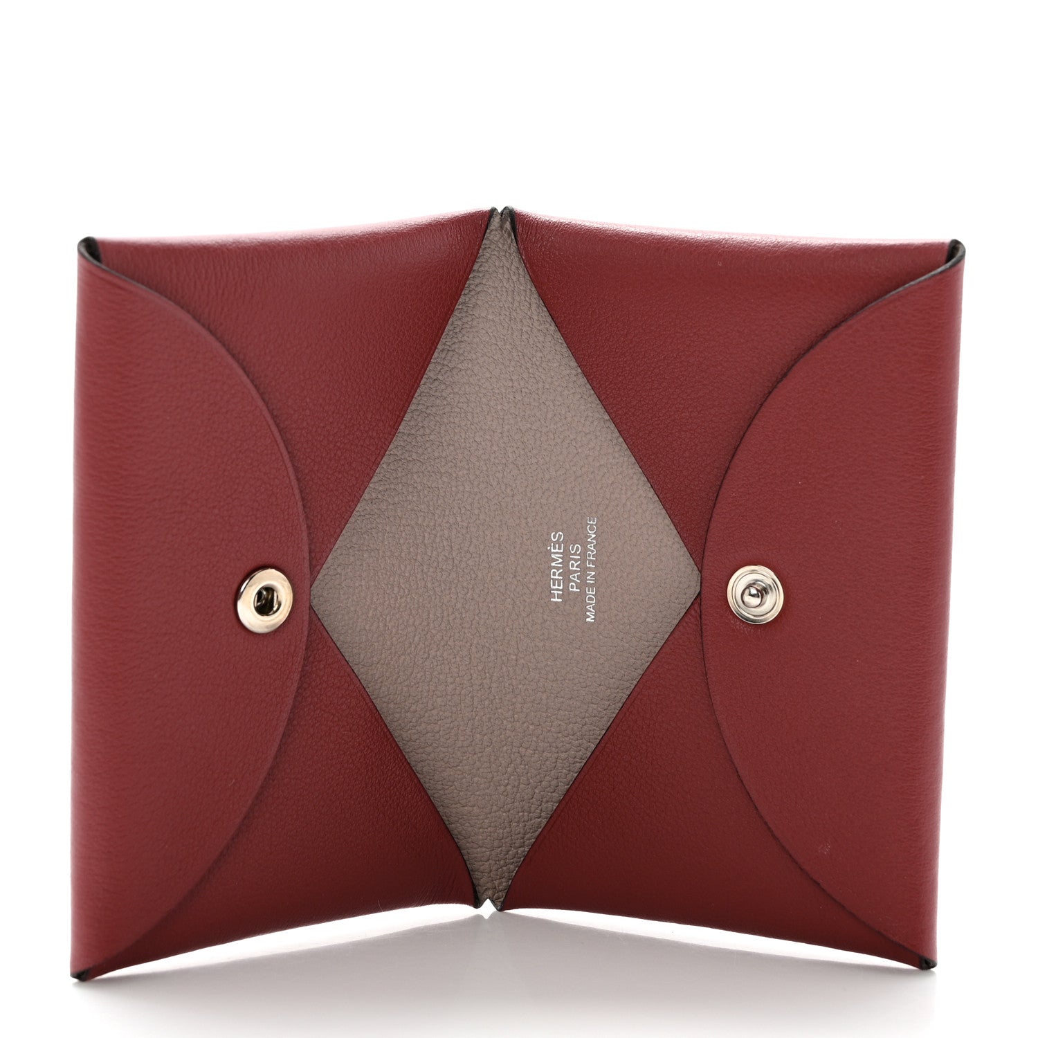 Hermes Evercolor Verso Calvi Card Case Rouge Grenat Glycine 5 of 6
