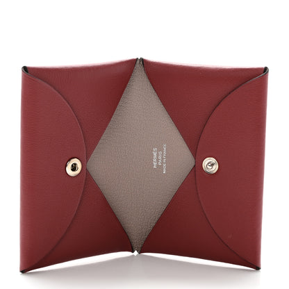Hermes Evercolor Verso Calvi Card Case Rouge Grenat Glycine 5 of 6