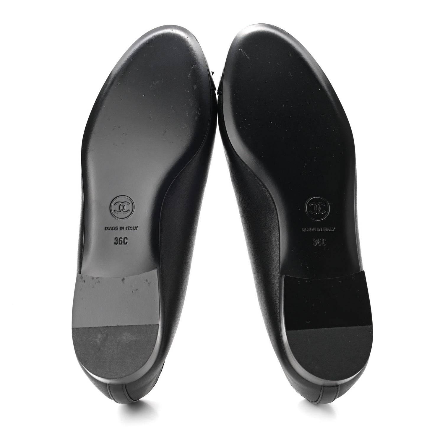 Lambskin Patent Cap Toe Ballerina Flats 36 Black