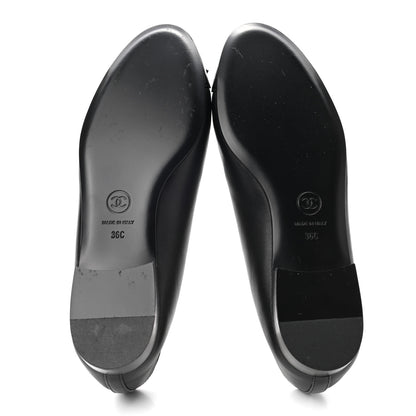 Chanel Lambskin Patent Cap Toe Ballerina Flats 36 Black 5 of 9