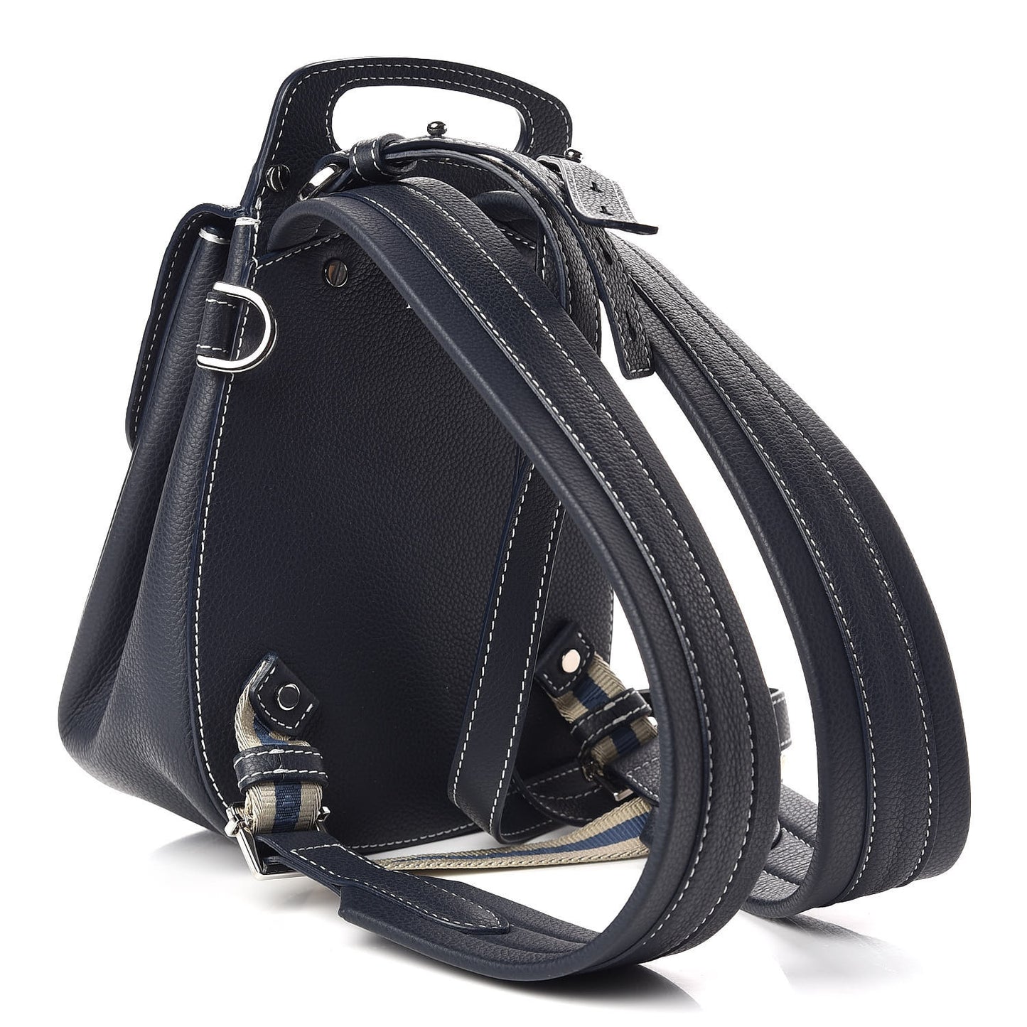 Grained Calfskin Saddle Backpack Navy Blue