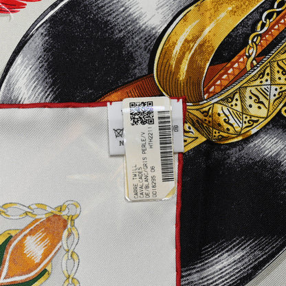 Hermes Silk Cavalcades Scarf 90 White Gris Perle Vert 4 of 6