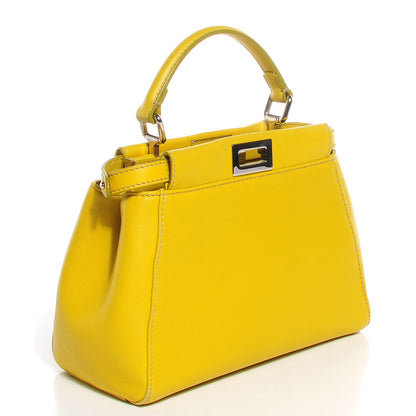 Fendi Nappa Mini Peekaboo Iconic Satchel Lime 3 of 11