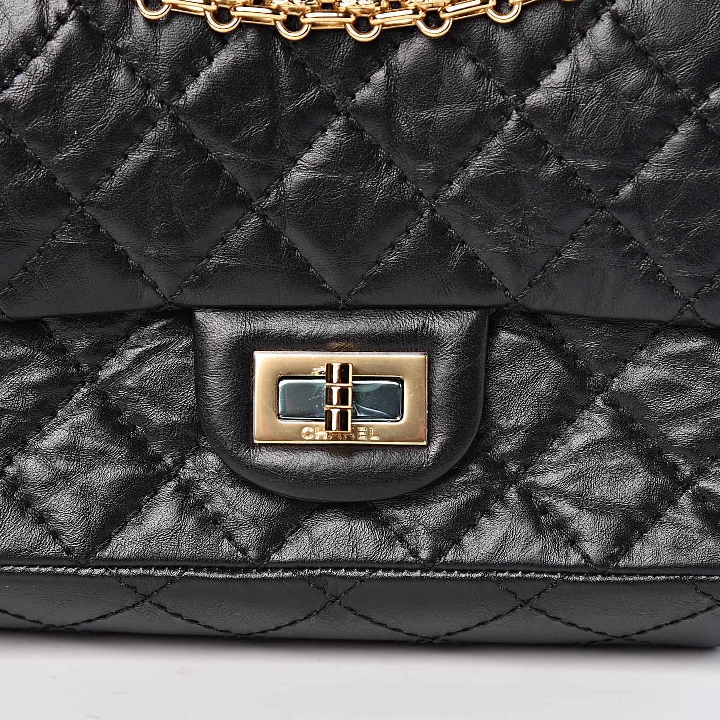 Aged Calfskin Quilted 2.55 Reissue Mini Flap Black