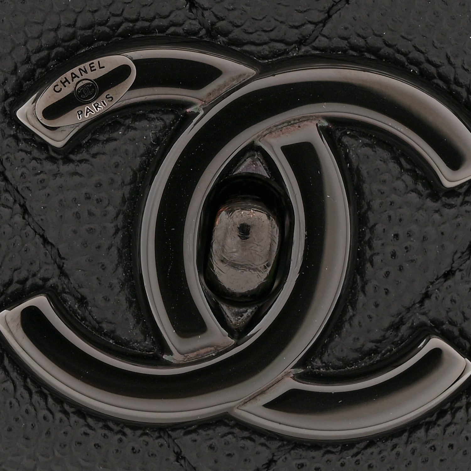 Chanel Caviar Chevron Quilted Medium Coco Handle Flap So Black 11 of 12