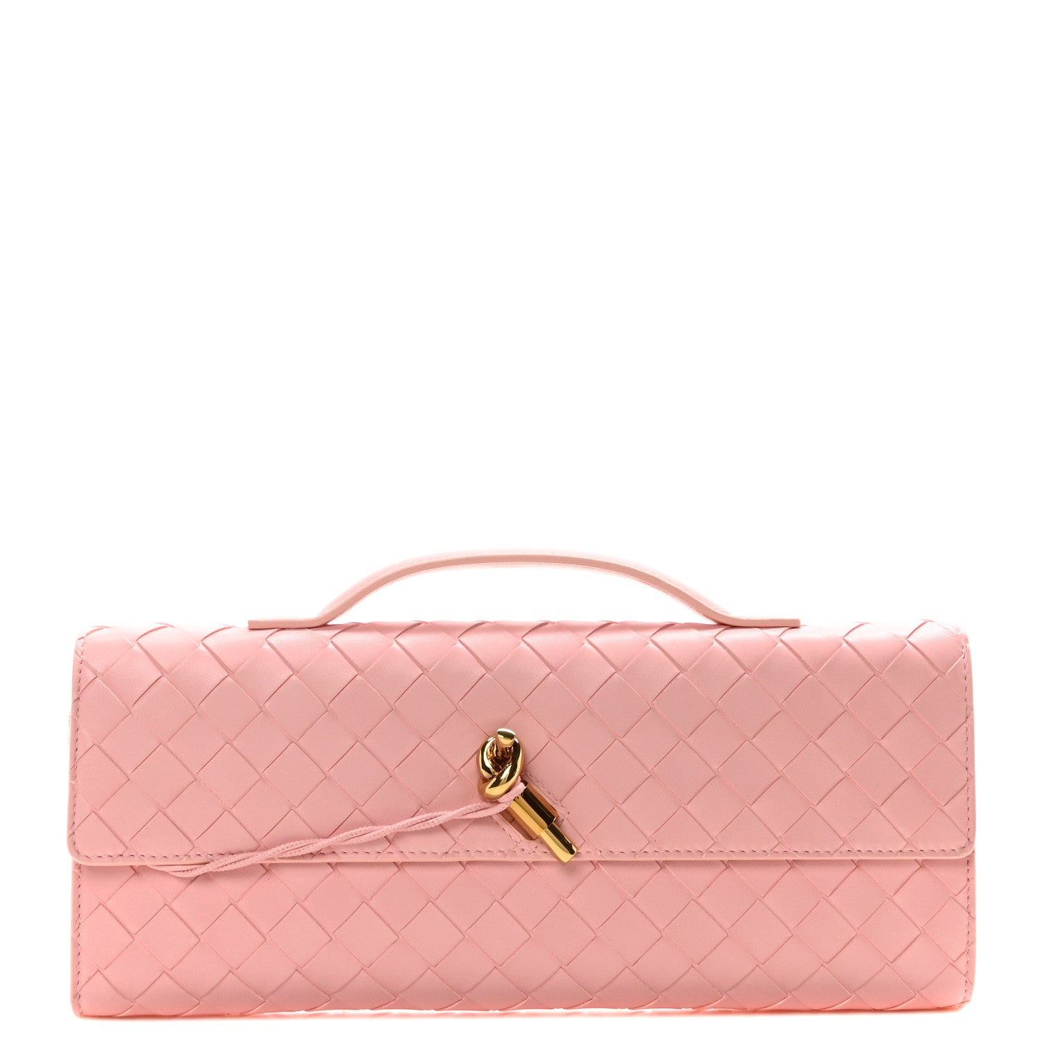 Bottega Veneta Nappa Intrecciato Long Andiamo Top Handle Clutch Rose 1 of 9