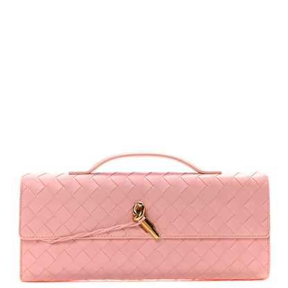 Bottega Veneta Nappa Intrecciato Long Andiamo Top Handle Clutch Rose 1 of 9