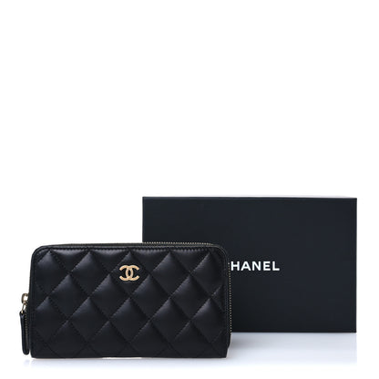 Chanel Lambskin Quilted Medium Zip Around Wallet Black 9 of 9
