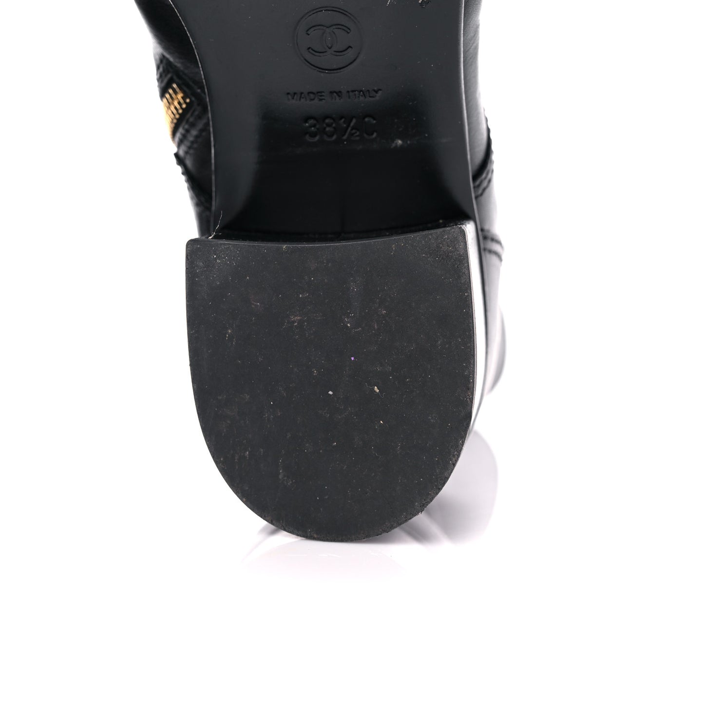 Calfskin Patent Cap Toe Boots 38.5 Black
