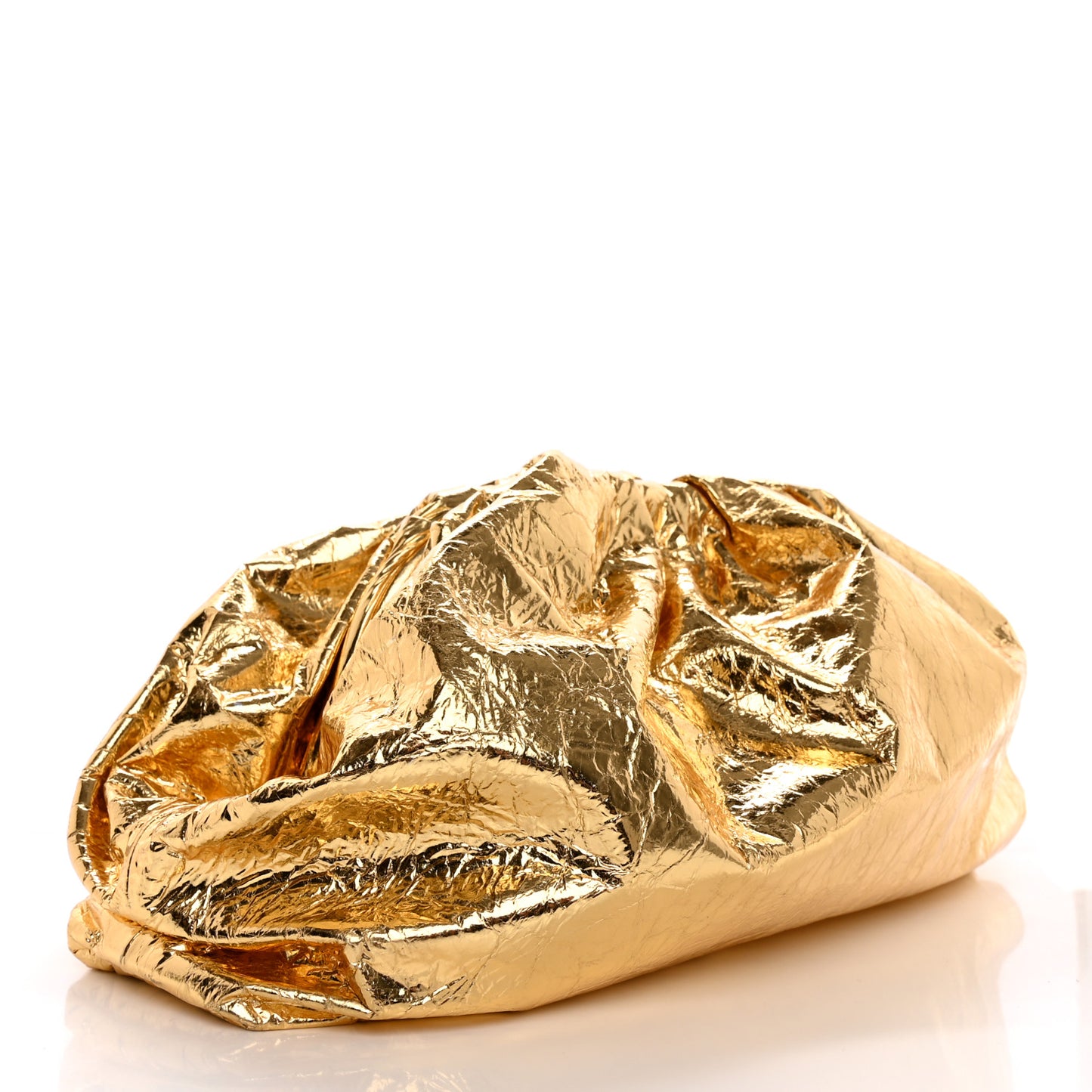 Metallic Crinkled Lambskin The Pouch Oversized Clutch Oro